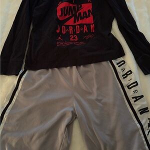 Jordan Black and Gray Athletic Set